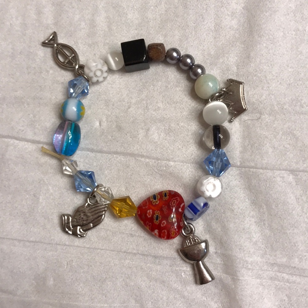 Stretchy First Communion Charm Bracelet